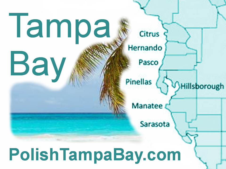 Polish Tampa Bay Map - Citrus, Hernando, Hillsborough, Manatee, Pasco, Pinellas, Sarasota